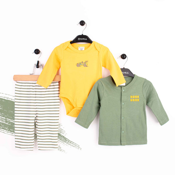 Baby boy 3 Piece Set Yellow HONK