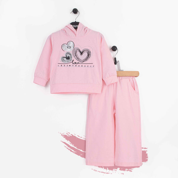 Baby Girl 2 piece Set With hoodie Pink Love