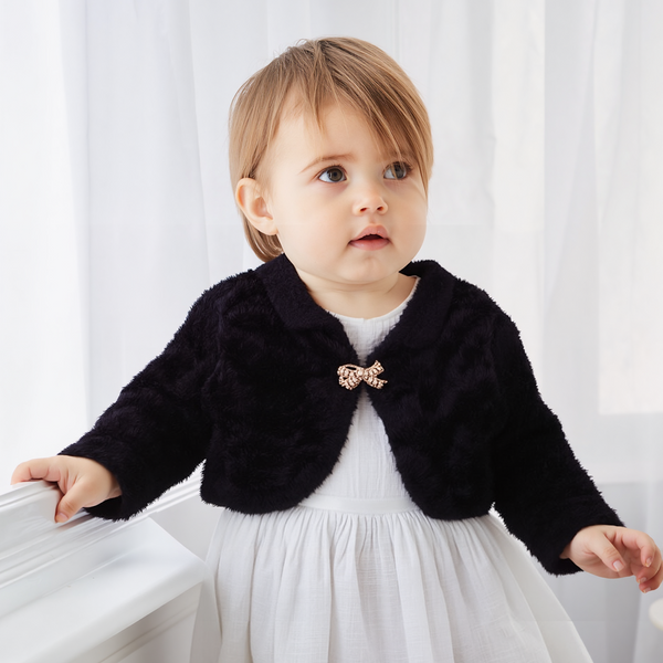 Baby Girl Black Fur Bolero