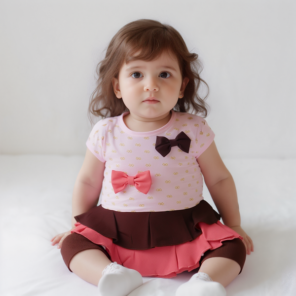 Baby Girl 2 Piece Set Double Bow Design