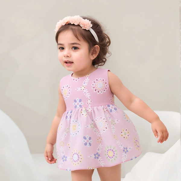 Baby Girl Light Pink Chicken Fancy Cotton Frock