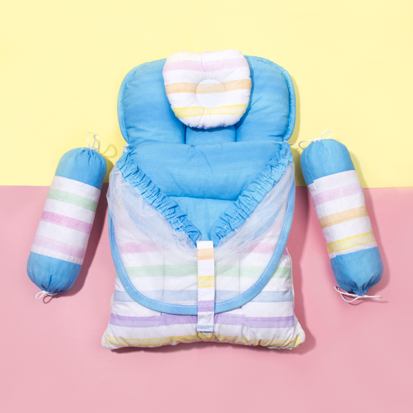 Baby Unisex 4 Piece Set Carry Nest Rainbow Stripes Print