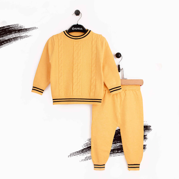 Baby Boy 2pc set wool Yellow / Black Stripes