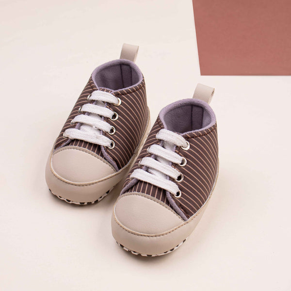 Baby Boy Brown Stripes Print Pre-walker