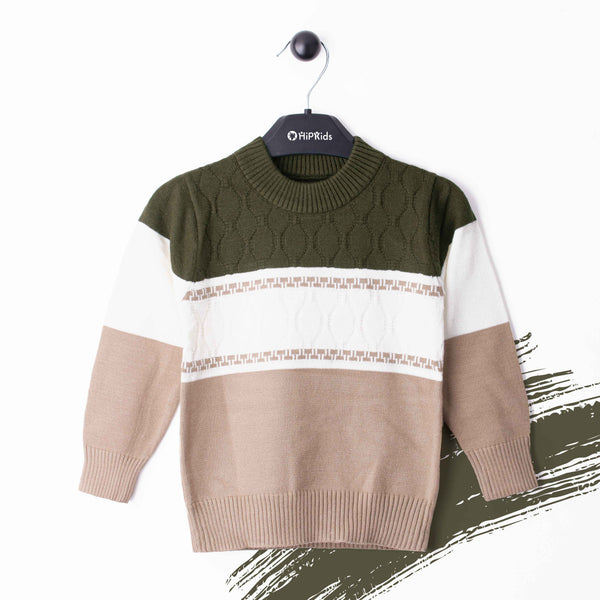 Baby Boy Long Sleeves Sweater Green / Skin Shoulder Strap