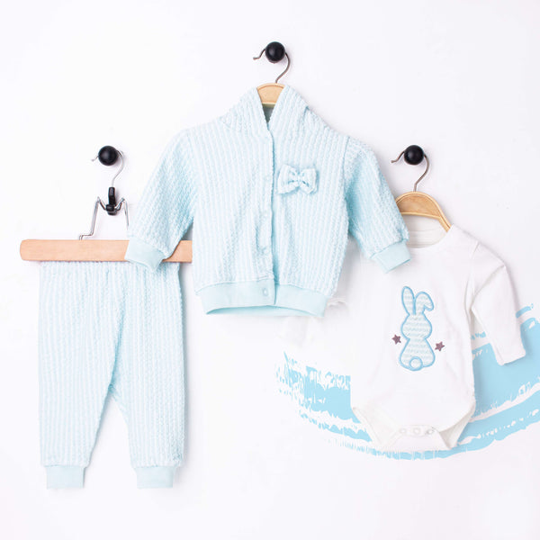 Baby Girl 3 piece Set Blue Bow