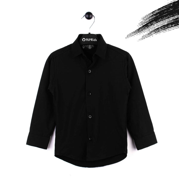 Baby Boy Black Plain Formal Shirt