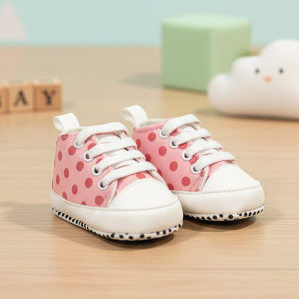 Baby Girl Pink Polka dots Print Pre-walker