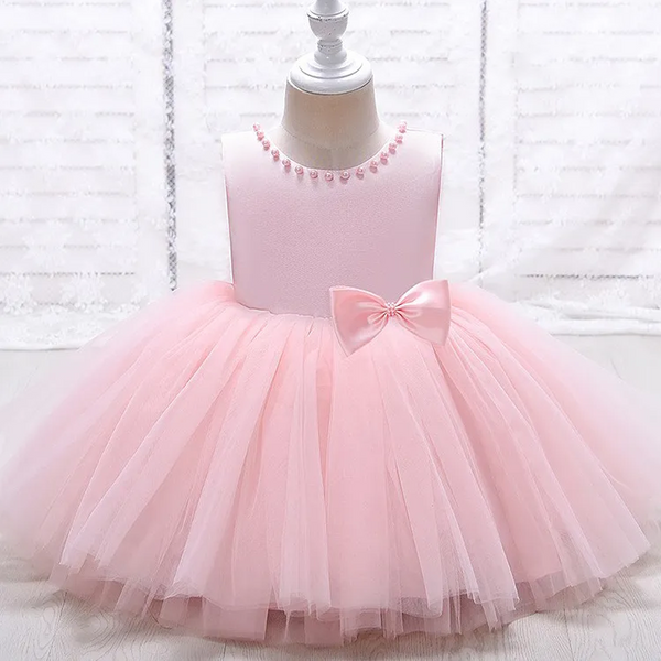 Girl Light Pink Big Bow Fancy Frock