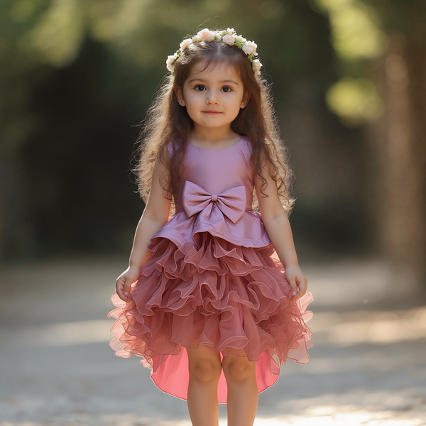 Baby Girl Rose Gold Bow Tail Fancy Frock