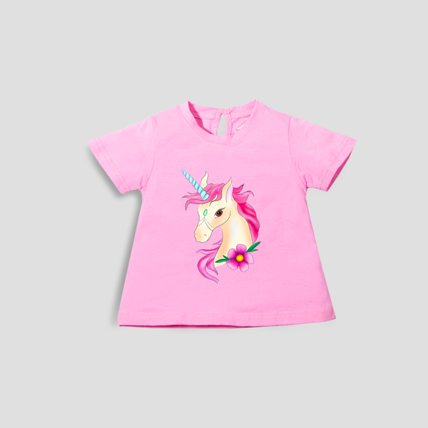 Baby Girl T-Shirt Top Pink Unicorn Print