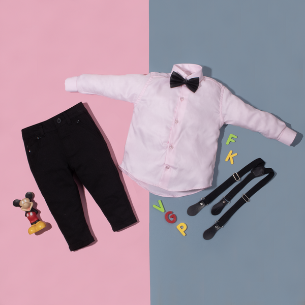 Baby Boy 4 Piece Light Pink / Black Formal Set