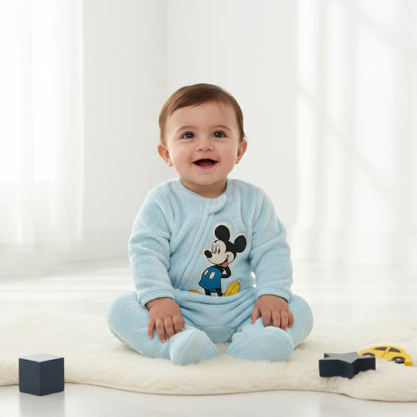 DS baby boy Fleece Full Romper Blue Mickey Mouse