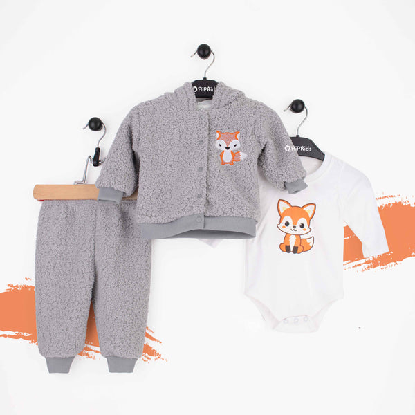 Baby Girl 3 Piece Set Grey Little Fox