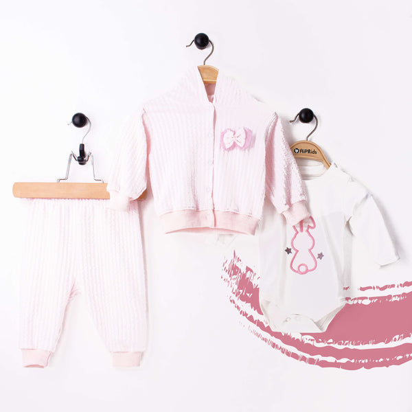 Baby Girl 3 piece Set Pink Bow