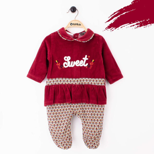 Baby Girl Mahroon Sweet Full Romper