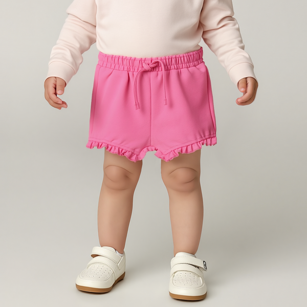 Baby Girl Light Pink Frill Jersey Shorts