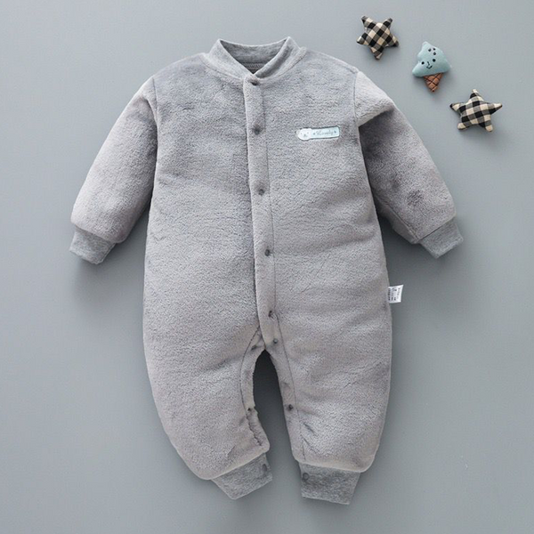 Baby Boy Fleece Full romper Grey Bear Logo