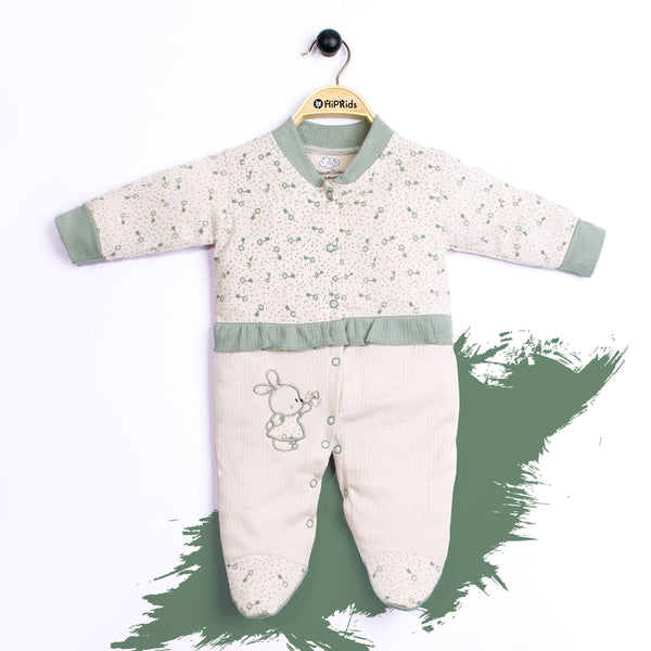 Baby Girl Fancy Full Romper Green Rabbit