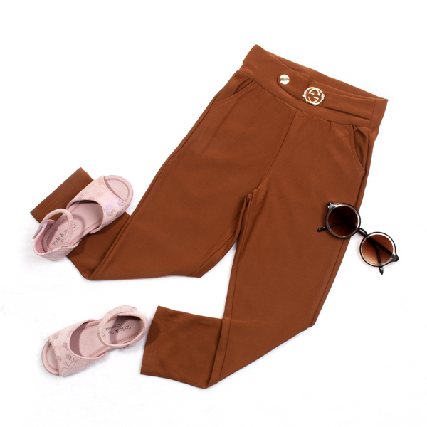 Girl Brown Fancy Clip Pant