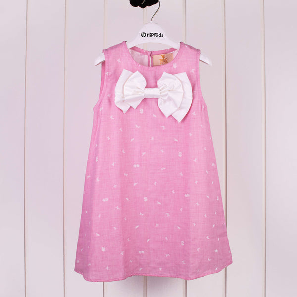 Girl Light Pink /White Big Bow Long Shirt