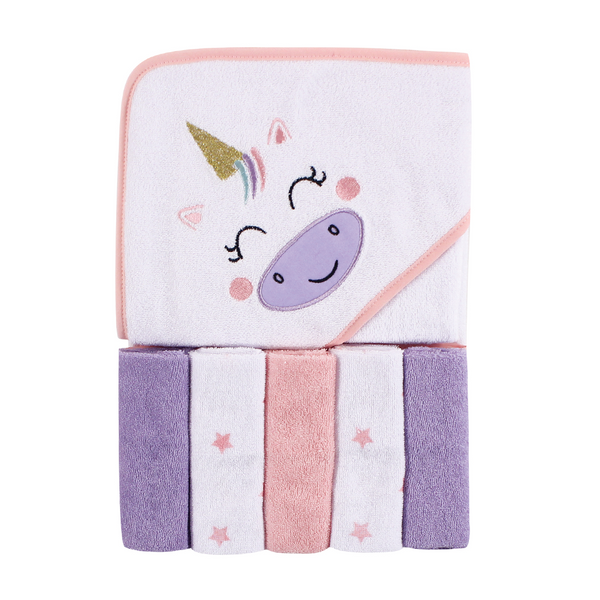 Baby Girl Bath Towel and Wash Cloth Set