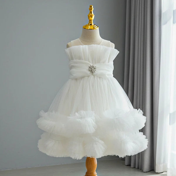 Beautiful Fancy Frock For Baby Girl In White Color main image 0