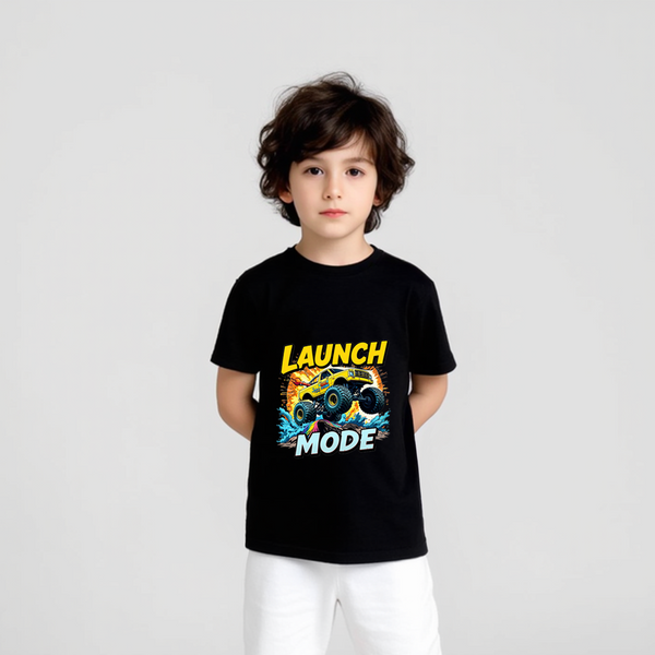 Baby Boy Black T-Shirt Black Launch Mode Print