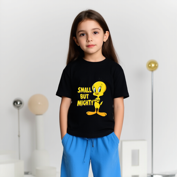 Baby Girl Black T-Shirt Small But Mighty Print