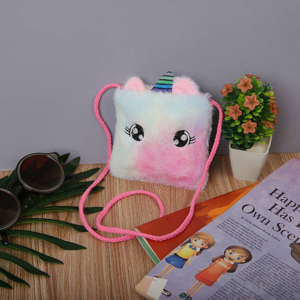 Baby Girl Plush Multi Color Unicorn Purse bag