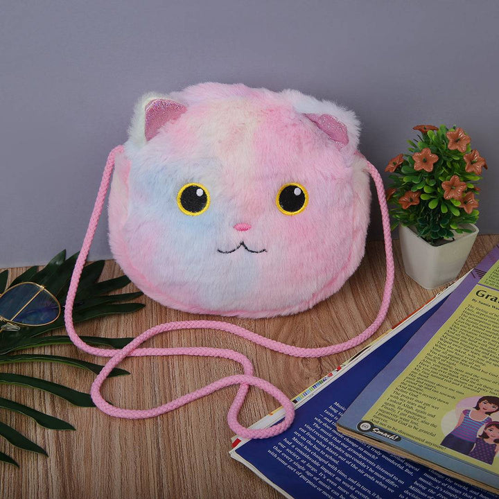 Baby Girl Cute Cat Plush Soft Crossbody Bag
