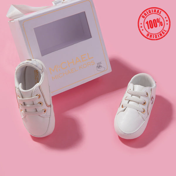 M.Kors Baby Girl White/Golden Shoes Pre-Walker