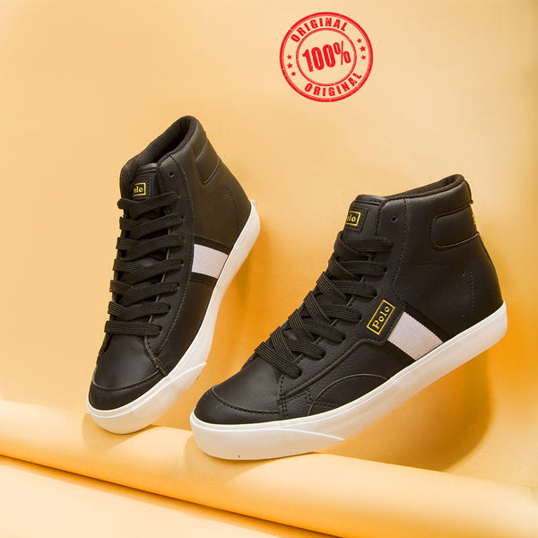 Polo-R.L Black Lace-Up High Top Sneakers