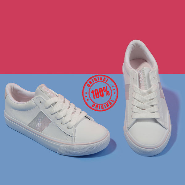 Polo-R.L Girl Grey logo White Lace-Up Shoes