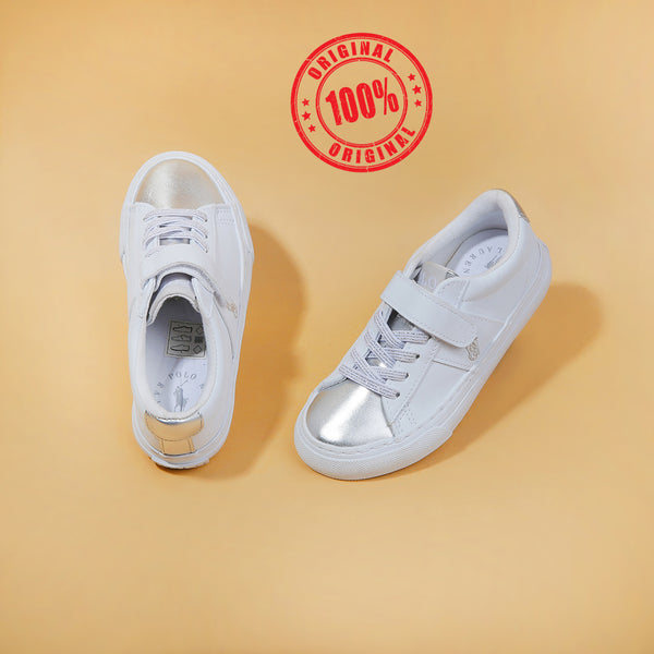 Polo-R.L Girl White/Silver Stick-On Shoes