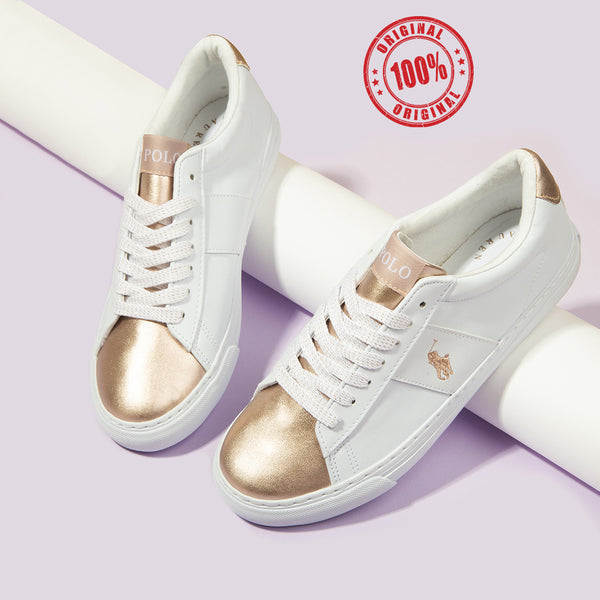 Polo-R.L Girl White/Golden Lace-Up Shoes