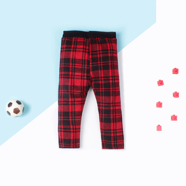 Baby Girl Red/Black Checked Upper Side Fleece Trouser