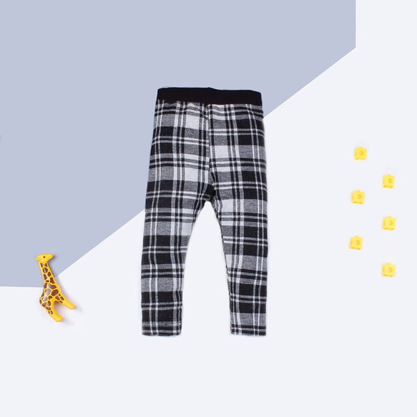 Baby Girl Grey/Black Checked Upper Side Fleece Trouser