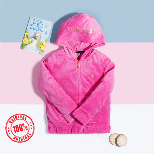 Juicy-Couture Tea Pink Velvet zipper With hoodie
