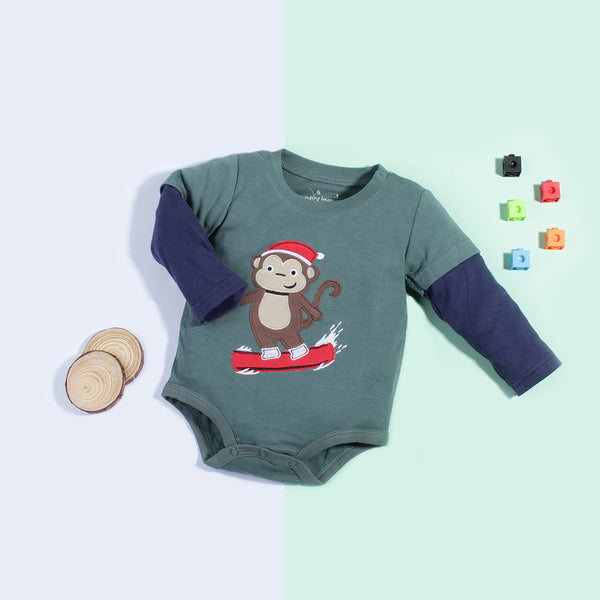 Baby Boy Full Sleeves  Bodysuit Monkey
