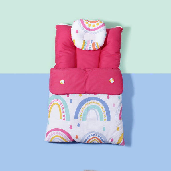Tomo baby Girl Carry nest With Round Pillow Rainbow Print