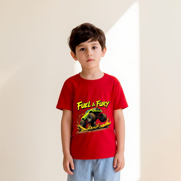 Baby Boy Red T-Shirt Fuel & Fury Print