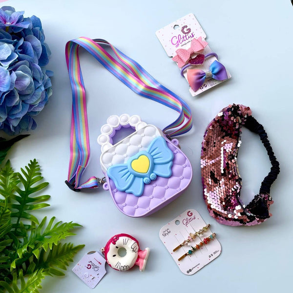 Crossbody Bags for Girls Kids Purple Dimple Toy Handbags Purse Push Popper Bubble