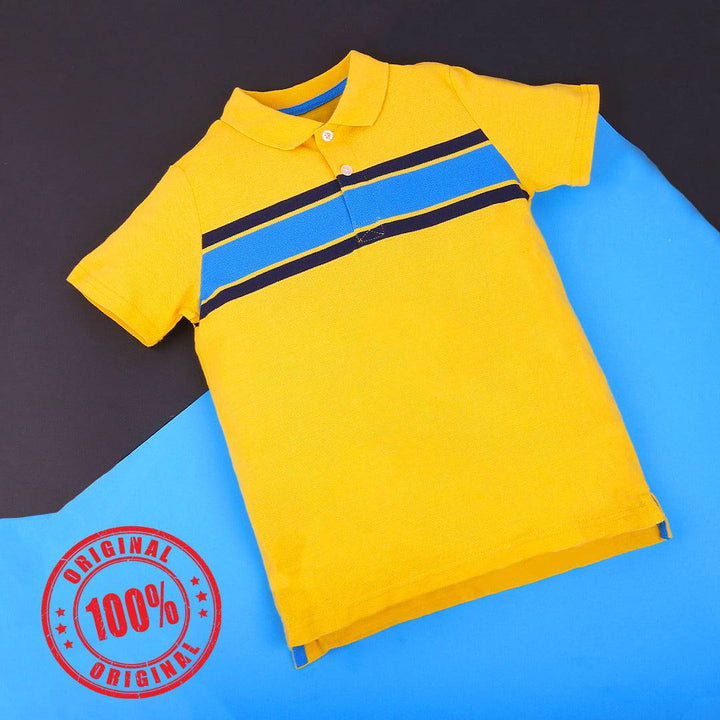 Geo-rge Boys Polo T-Shirt Yellow Stripe Print
