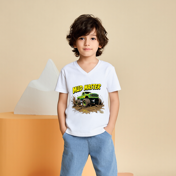 Baby Boy White T-Shirt Mud Master Print