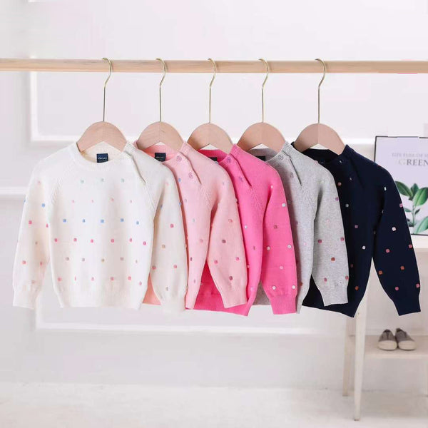 Baby Girl Dots Embroidery Sweater Multiple Color