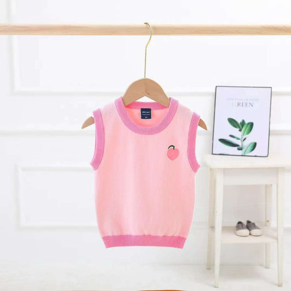 Baby Girl Sleeveless Fruits Sweater Multiple Color