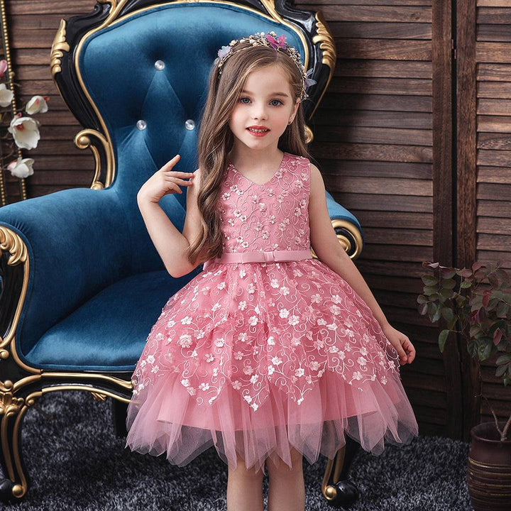 Baby Girl Peach Embroidered Pulse Fancy Frock