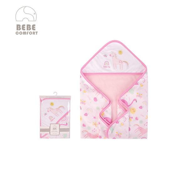 Bebe Comfort Pink Unicorn Double Layer Hooded Blanket 76 x 76 Cm