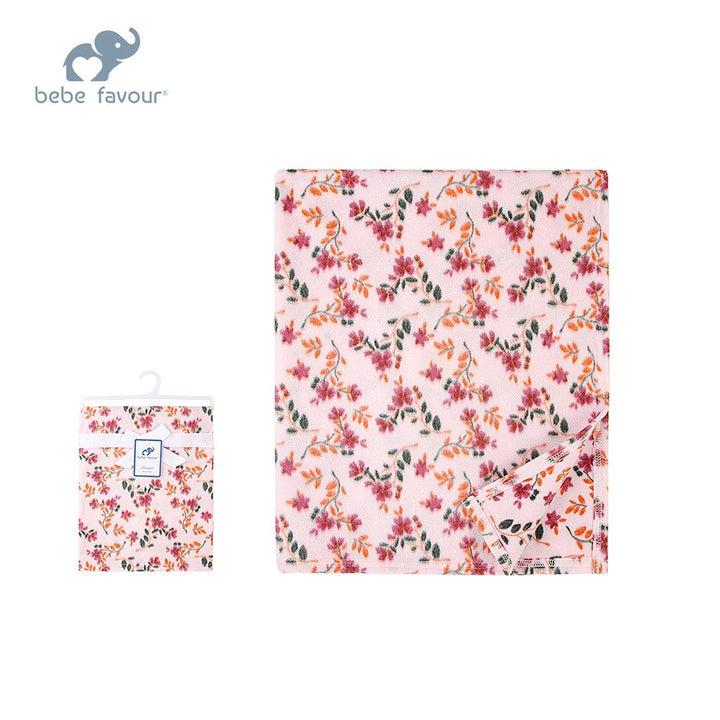 Bebe Favour Pink Fleece Blanket Flower Print 90 x 76 Cm